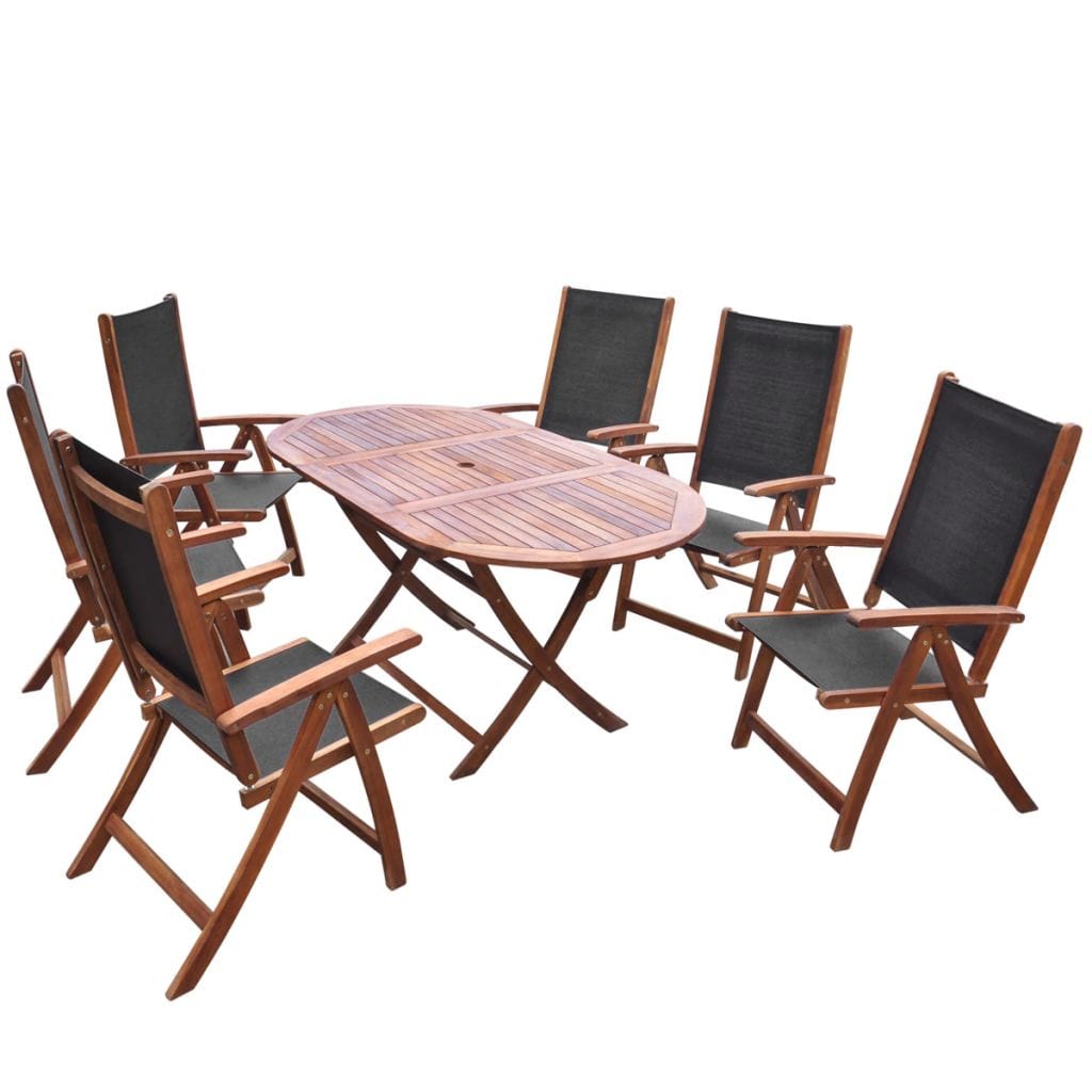 VidaXL 7 Piece Solid Acacia Wood Outdoor Dining Set | SKU: 41748 | UPC: 8718475961918