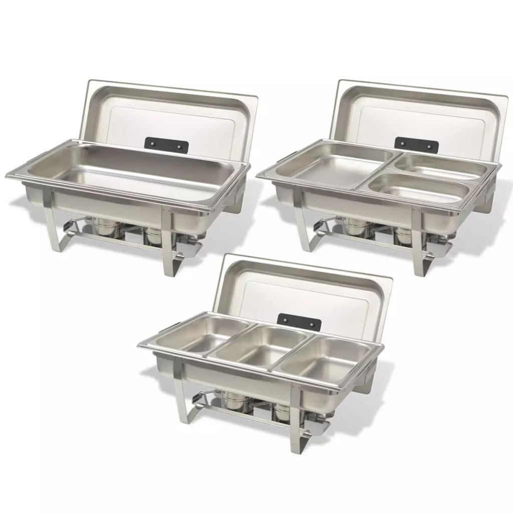 VidaXL Stainless Steel 3 Piece Chafing Dish Set | SKU: 50529 | UPC: 8718475508762 | Weight: 15.9kg