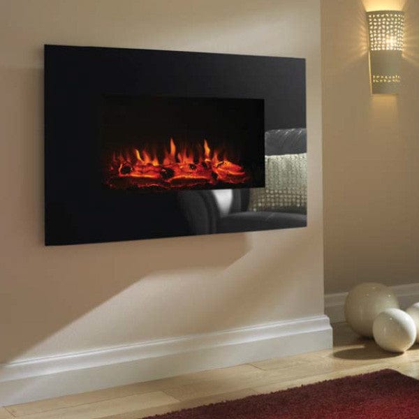 Ekofires 1110 LED Black Glass Wall Mounted Electric Fire