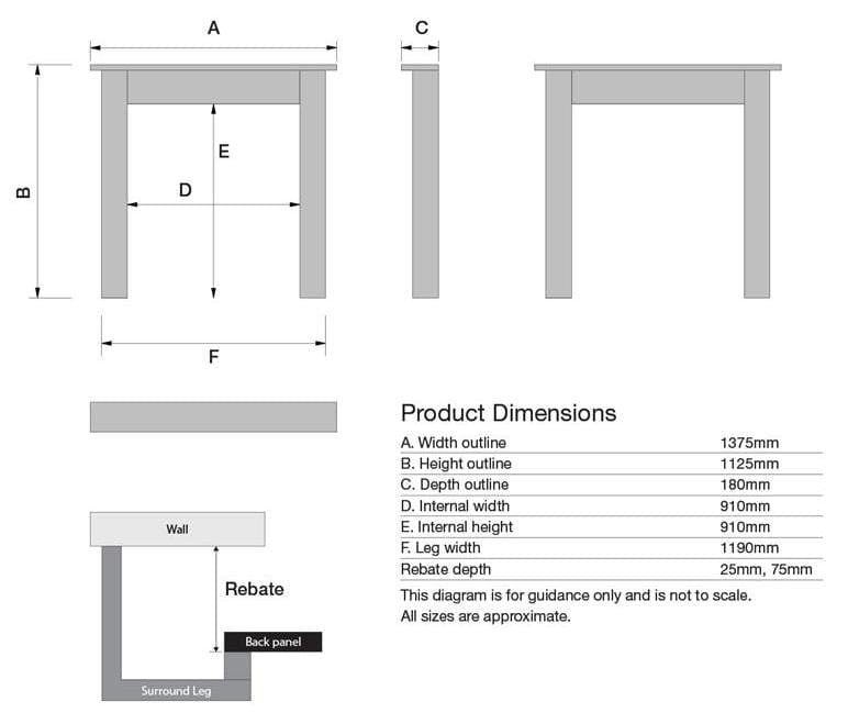 Ekofires 7060 Oak Wooden Fireplace Surround 54 Inch Dimensions