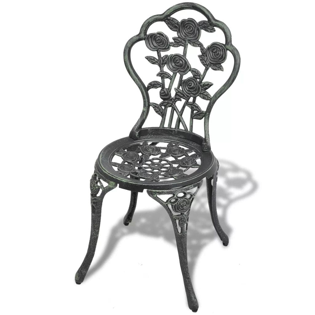 A Chair From VidaXL Green Cast Aluminium 3 Piece Bistro Set | SKU: 42164 | UPC: 8718475973058