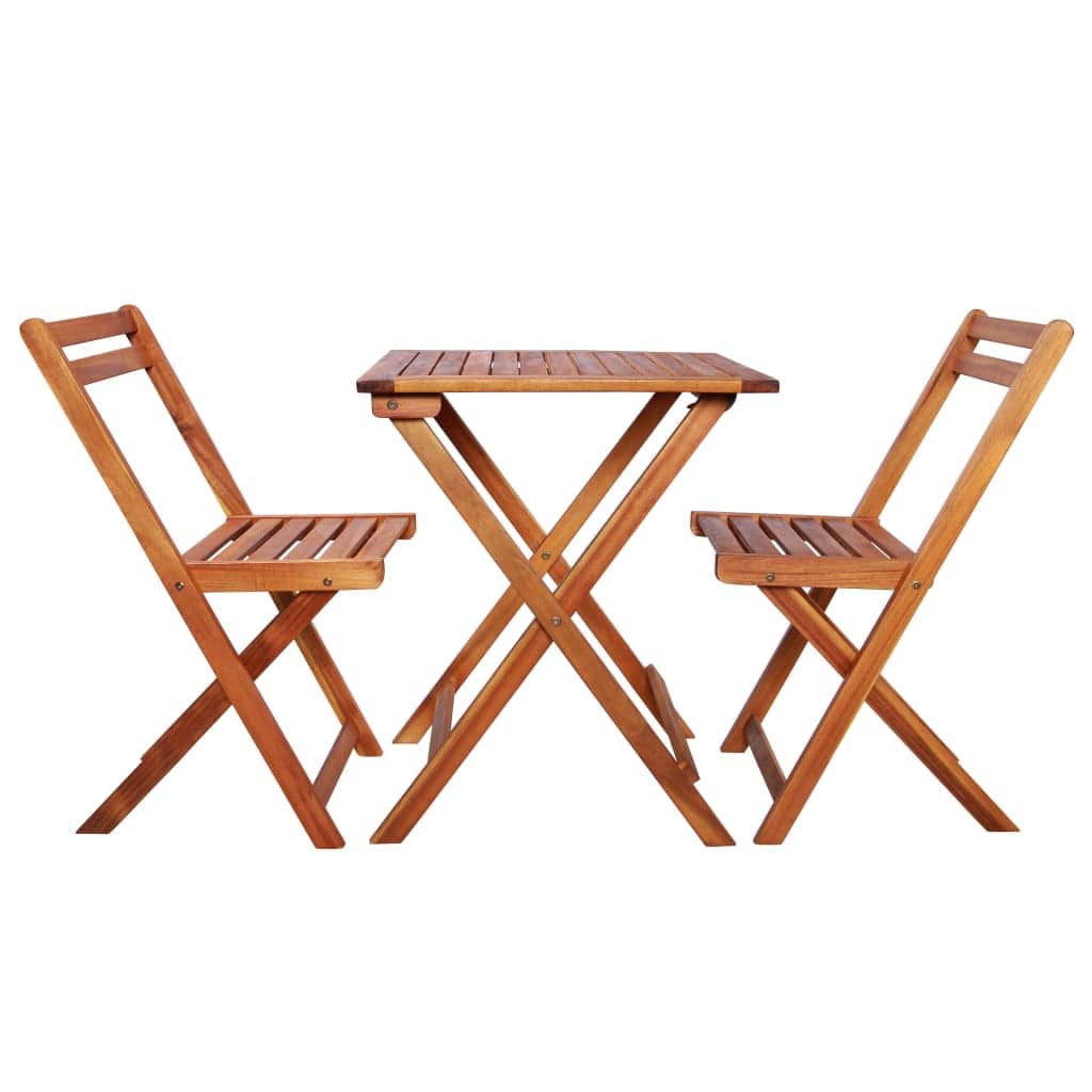 VidaXL Solid Acacia Wood 3 Piece Folding Bistro Set N3 | SKU: 44015 | UPC: 8718475609414