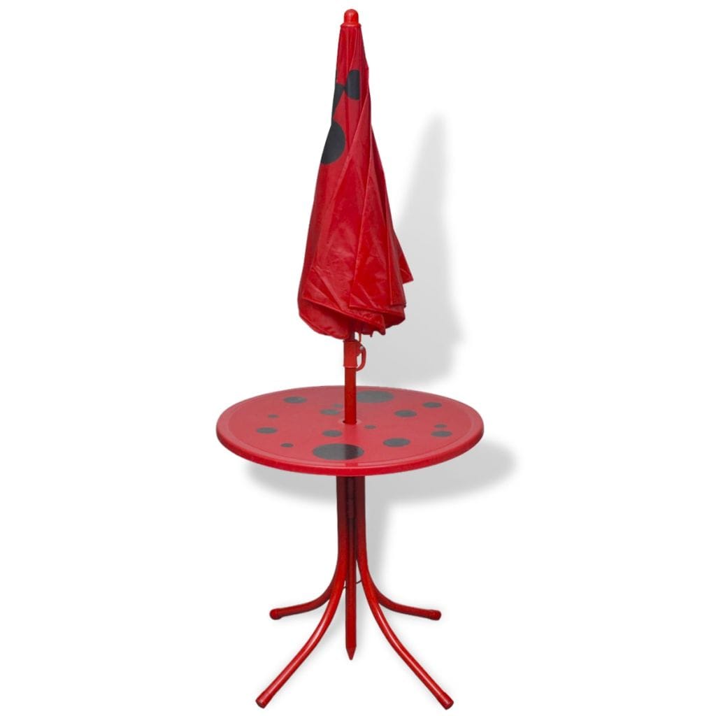 Parasol From VidaXL 3 Piece Kids' Garden Bistro Set With Parasol In Red | SKU: 41842 | UPC: 8718475960706