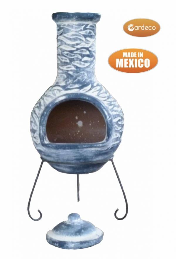 Gardeco Extra Large Olas Mexican Chiminea In Bluey Grey | SKU: C8O.07 | Barcode: 5031599046259