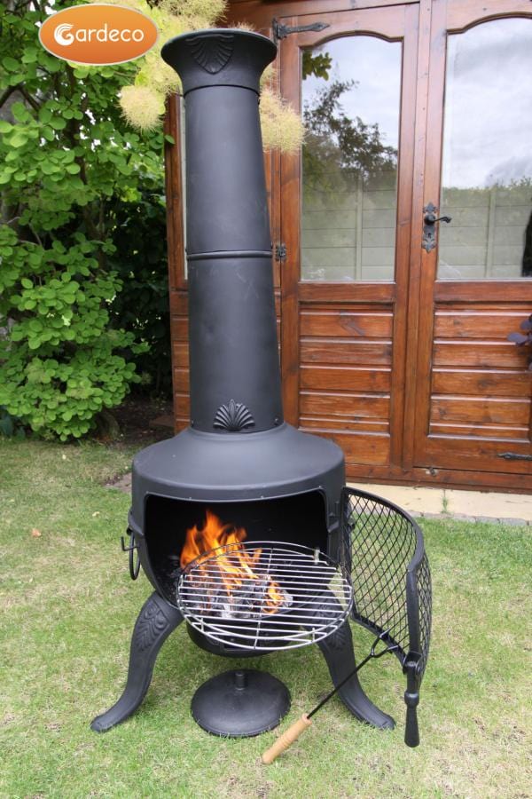 Black Tia Chimenea With BBQ Grill