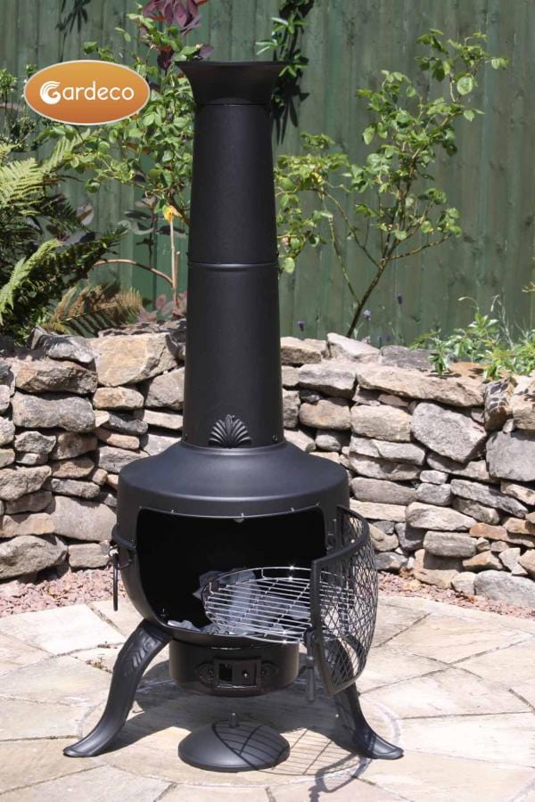 Gardeco Large Black Tia Chimenea With BBQ Grill