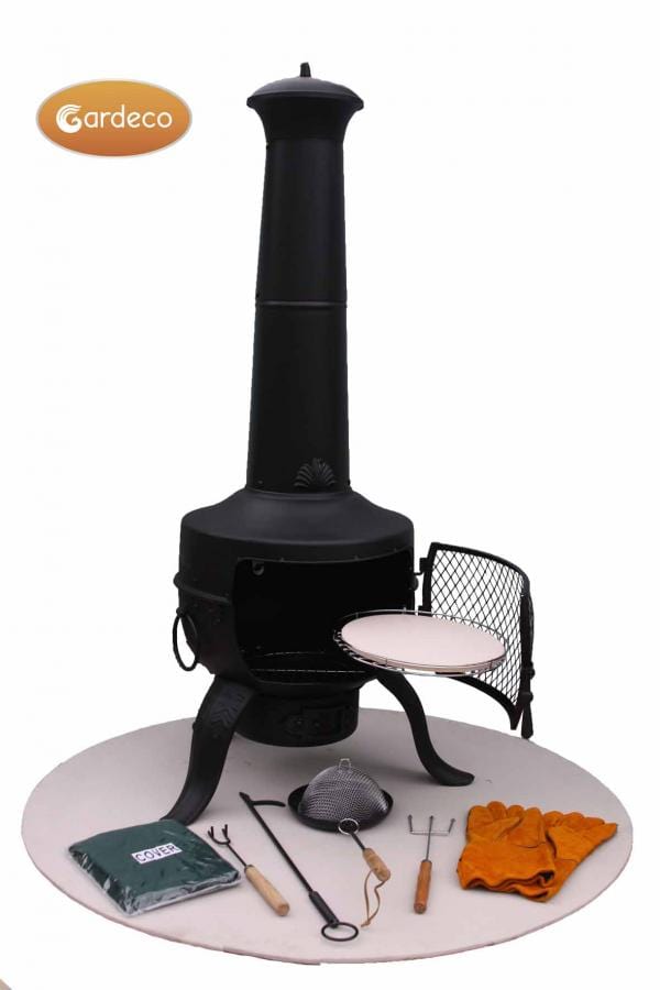 Gardeco Black Tia Chimenea Bundle | STEELCHI-7-BUNDLE-BL | 5031599037585