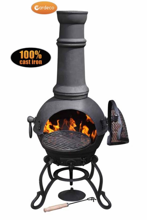 Toledo Cast Iron Chiminea In Black