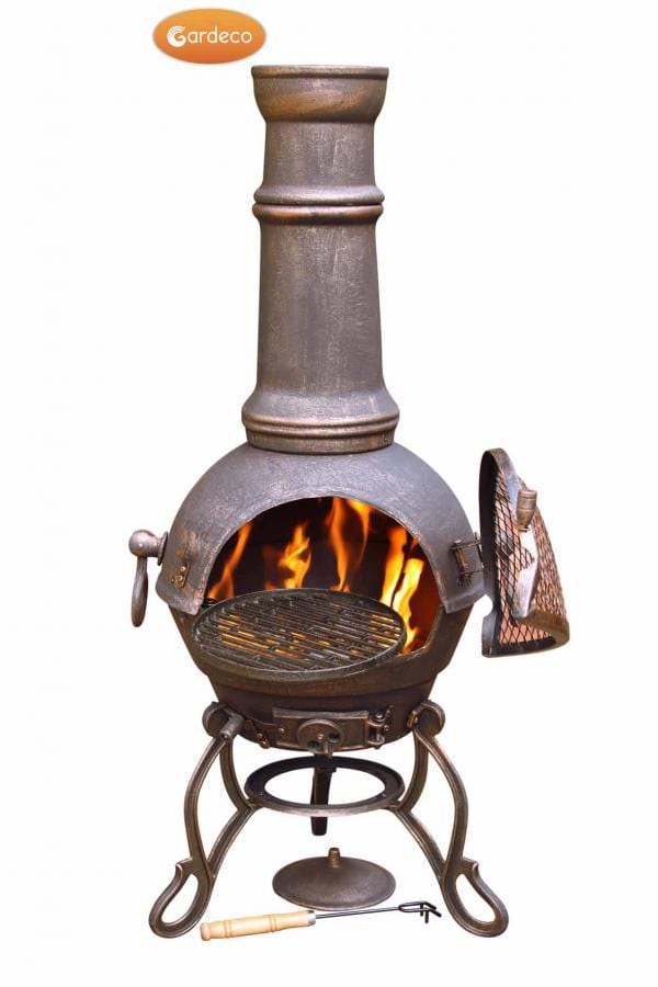 Gardeco Large Toledo Cast Iron Chimenea In Bronze