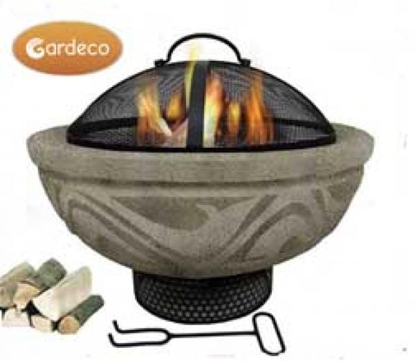 Gardeco MGO Round Stone Effect F6-210 Firepit In Beige | SKU: F6-210 | Barcode: 5031599051277