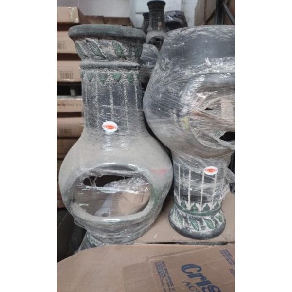 2 Gardeco Medium Hoja Mexican Chimineas In Grey | SKU: C5H.73-MED | Barcode: 5031599051048