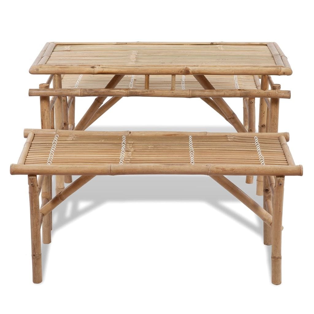 VidaXL Bamboo Beer Table With 2 Benches | SKU: 41502 | UPC: 8718475909194 | Weight: 18.4kg