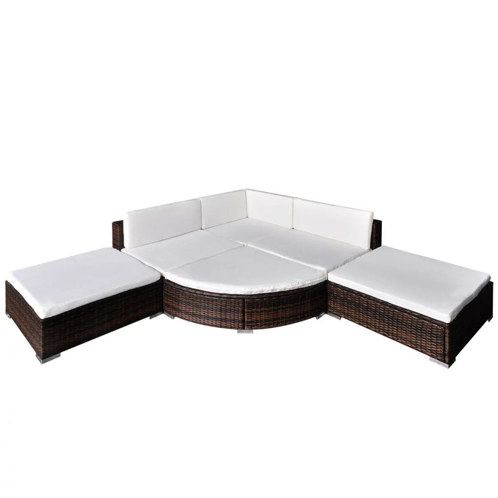 VidaXL Brown Poly Rattan 6 Piece Garden Lounge Set With Cushions | SKU: 41869 | UPC: 8718475963264