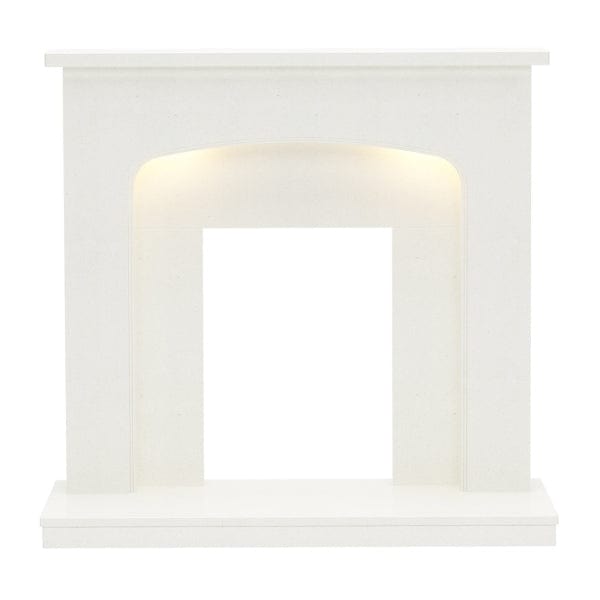 FLARE Tasmin 42" White Micro Marble Fireplace Surround With Undermantel Lighting